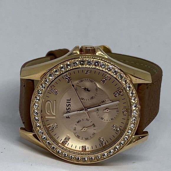 Fossil Riley ES2811 Women's Brown Leather Analog Dial Quartz Wrist Watch OP797 - Picture 7 of 12